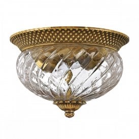 PLANTATION 2 Light Ceiling Flush Mount Light | Burnished Brass
