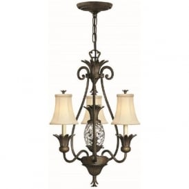 Pineapple Chandelier, Traditional Pearl Bronze Finish, Ivory Shades