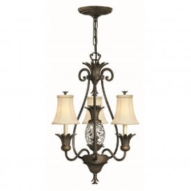 PLANTATION bronze chandelier, pineapple design with 3 lights