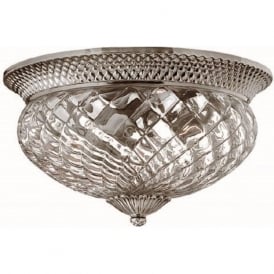 PLANTATION flush ceiling light, traditional antique nickel. large