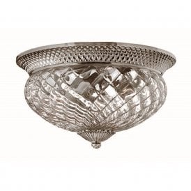 PLANTATION flush ceiling light, traditional antique nickel. large