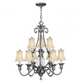 PLANTATION large decorative antique nickel pineapple chandelier