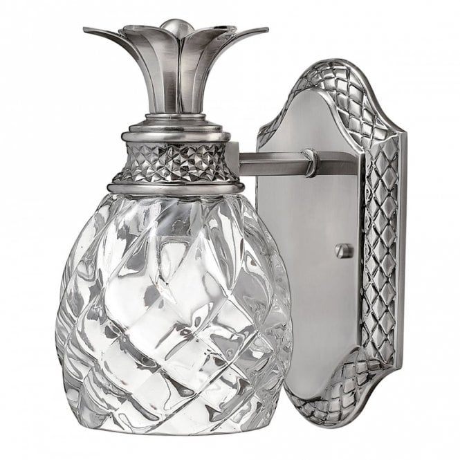 PLANTATION traditional antique nickel IP44 bathroom wall light in pineapple design