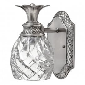 PLANTATION traditional antique nickel IP44 bathroom wall light in pineapple design