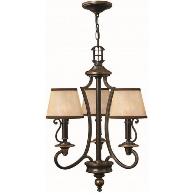 PLYMOUTH traditional 3 light old bronze chandelier with shades