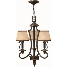 PLYMOUTH traditional 3 light old bronze chandelier with shades