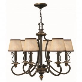 PLYMOUTH traditional old bronze chandelier with shades