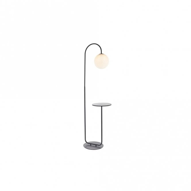 POISE Black Floor Light With Table And Opal Glass