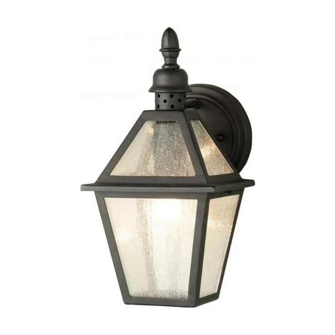 POLRUAN traditional garden wall lantern in black wrought iron finish