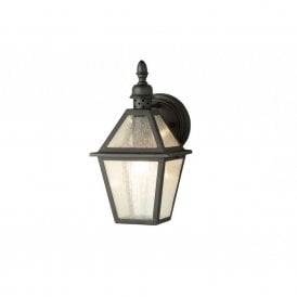 POLRUAN traditional garden wall lantern in black wrought iron finish