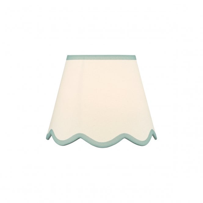 Poma Natural Linen Scalloped Shade 25cm - Blue Trim