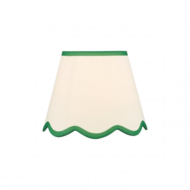 Poma Natural Linen Scalloped Shade 25cm - Green Trim