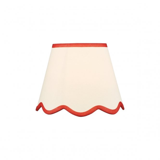 Poma Natural Linen Tapered Drum Shade 25cm - Red Trim