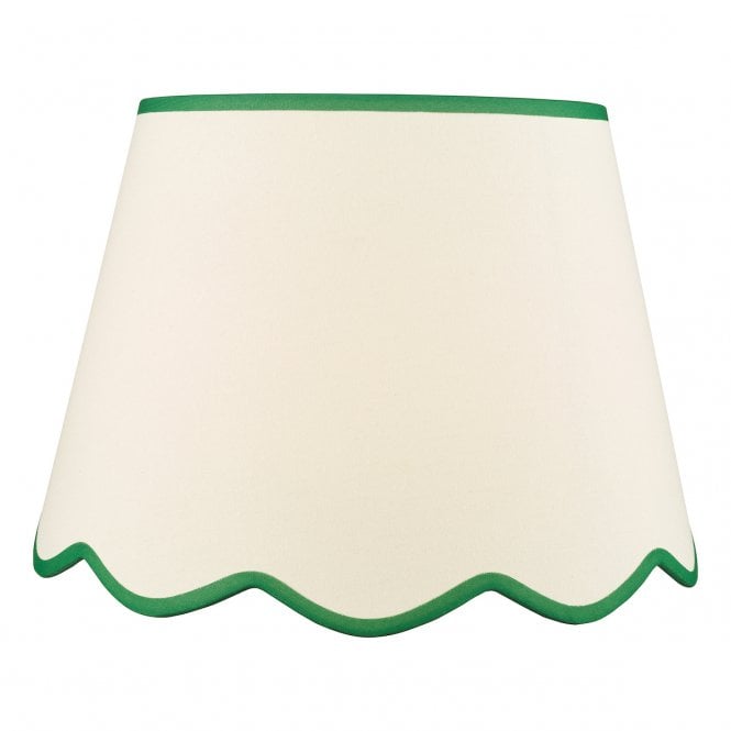 Poma Natural Linen Tapered Drum Shade 45cm - Green Trim