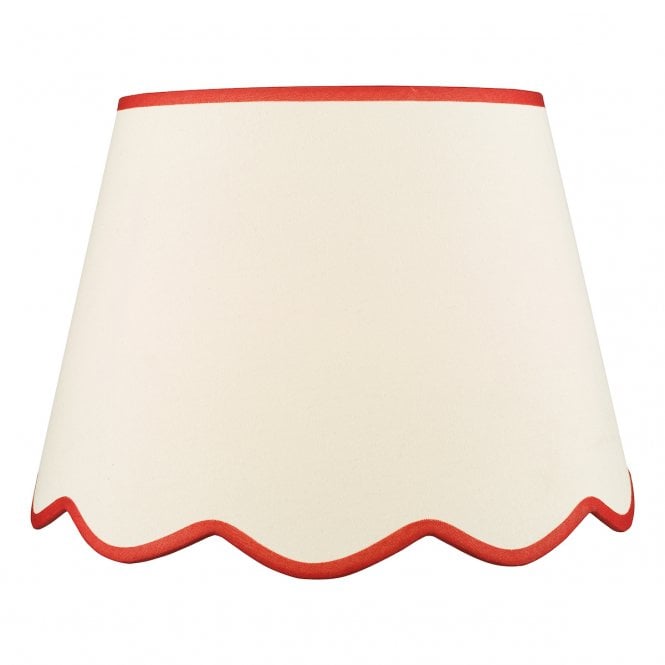 Poma Natural Linen Tapered Drum Shade 45cm - Red Trim