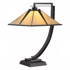 Western bronze tiffany overhanging table lamp