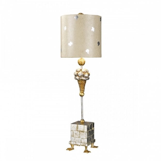 POMPADOUR X silver and gold leaf designer table lamp with parchement shade