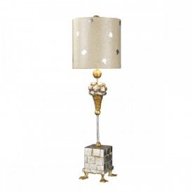 POMPADOUR X silver and gold leaf designer table lamp with parchement shade
