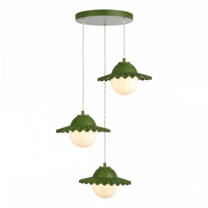 POP 3 LIGHT PENDANT in JUNIPER GREEN with CREAM cable