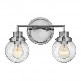 2 Light Wall Light in Chrome with Clear Seeded Glass| Bespoke|