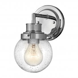 1 Light Wall Light in Chrome with Clear Seeded Glass