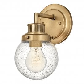 1 Light Wall Light in Brass with Clear Seeded Glass