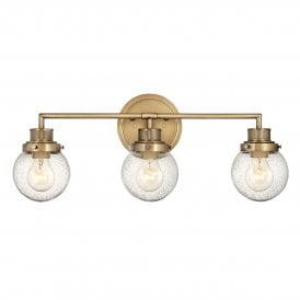 3 Light Wall Light in Brass with Clear Seeded Glass
