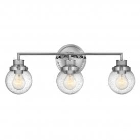 Bathroom 3 Light Wall Light in Chrome with Clear Seeded Glass