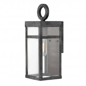 PORTER Small Outdoor Wall Lantern in Black with Clear Glass 