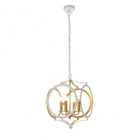 PORTHOLE White And Gold Circular Frame Pendant Light