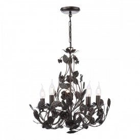 matte black and burnished bronze chandelier