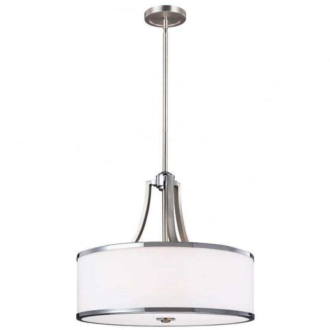PROSPECT PARK modern satin nickel and chrome dual mount ceiiling light with opal glass shade