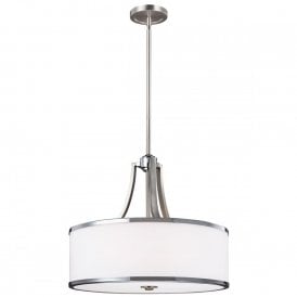 PROSPECT PARK modern satin nickel and chrome dual mount ceiiling light with opal glass shade