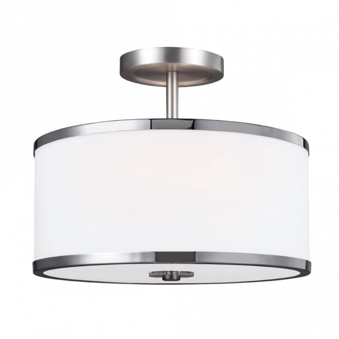 PROSPECT PARK nickel and chrome dual mount ceiling light - fits semi-flush or as pendant