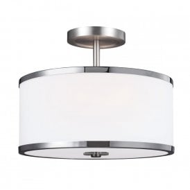 PROSPECT PARK nickel and chrome dual mount ceiling light - fits semi-flush or as pendant