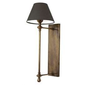 PROVENCAL Traditional Candlestick Wall Light Antique Brass Black Shade