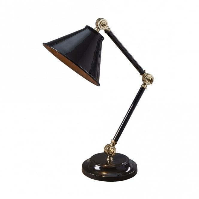 PROVENCE ELEMENT small adjustable black retro desk light with brass detailing