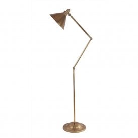 PROVENCE retro style adjustable angled floor lamp - aged brass