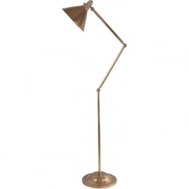 PROVENCE retro style adjustable angled floor lamp - aged brass