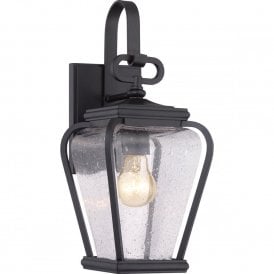 PROVINCE traditional outdoor garden wall light in matt black with seeded glass