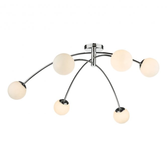 Puglia Semi Flush Polished Chrome and Opal Glass Shades