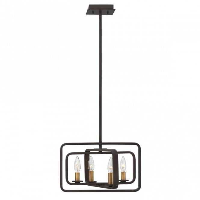 QUENTIN modern ceiling light with open geometric frame in dark buckeye bronze