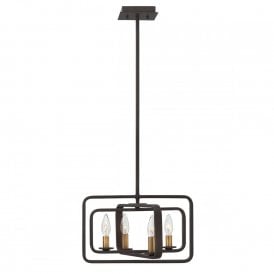 QUENTIN modern ceiling light with open geometric frame in dark buckeye bronze
