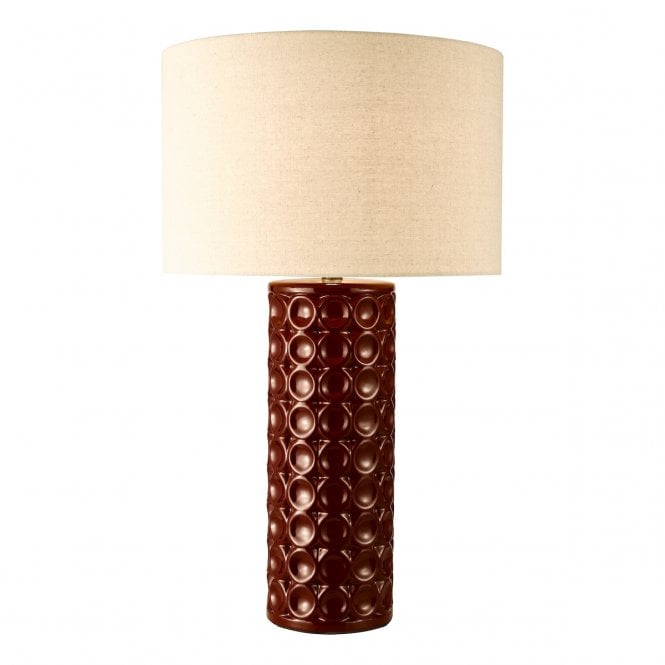 Raja Large Red Table Lamp with Ivory Linen Shade