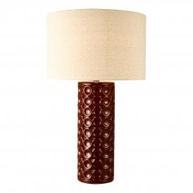 large red ceramic table lamp with ivory drum shade