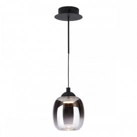 matte black ceiling pendant or wall light with smoked ombre glass shade