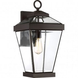 RAVINE outdoor bronze wall lantern with clear bevelled glass panels- large