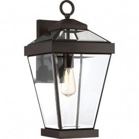 RAVINE outdoor bronze wall lantern with clear bevelled glass panels- large