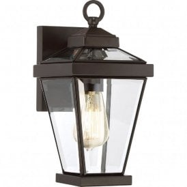 RAVINE outdoor bronze wall lantern with clear bevelled glass panels- small