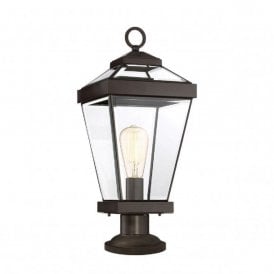 RAVINE traditional bronze outdoor gate post or pedestal lantern - medium